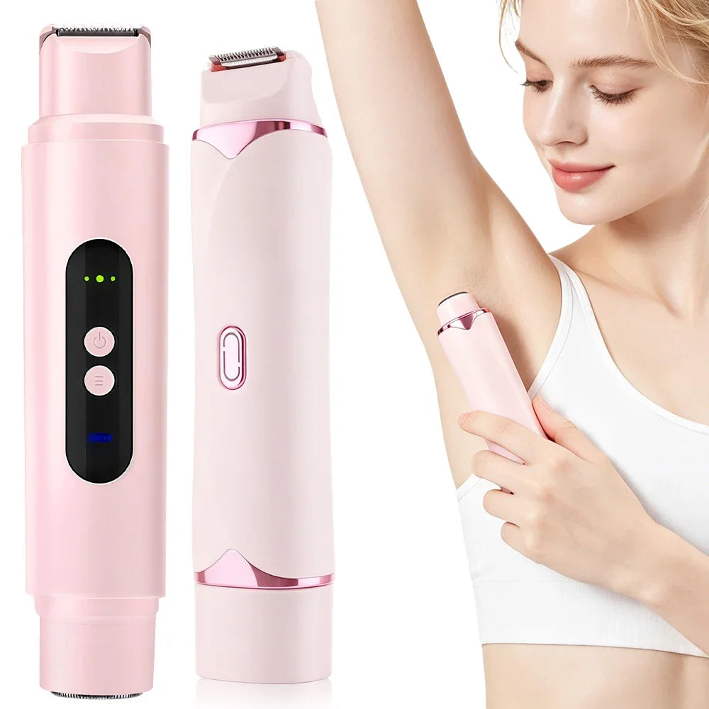 Afeitadora Eléctrica 2 en 1 Portátil para Mujer | Doble Cabezal, Rasuradora y Recortadora de Vello | Recargable por USB