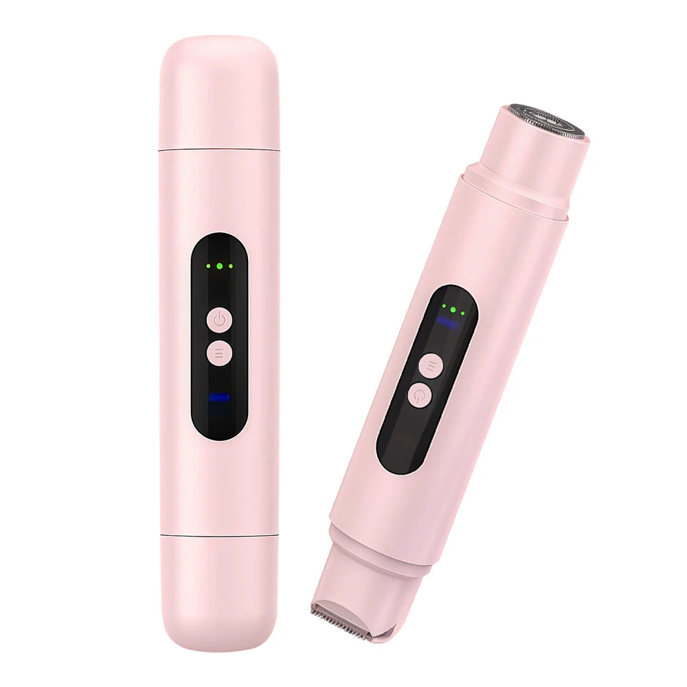 Afeitadora Eléctrica 2 en 1 Portátil para Mujer | Doble Cabezal, Rasuradora y Recortadora de Vello | Recargable por USB