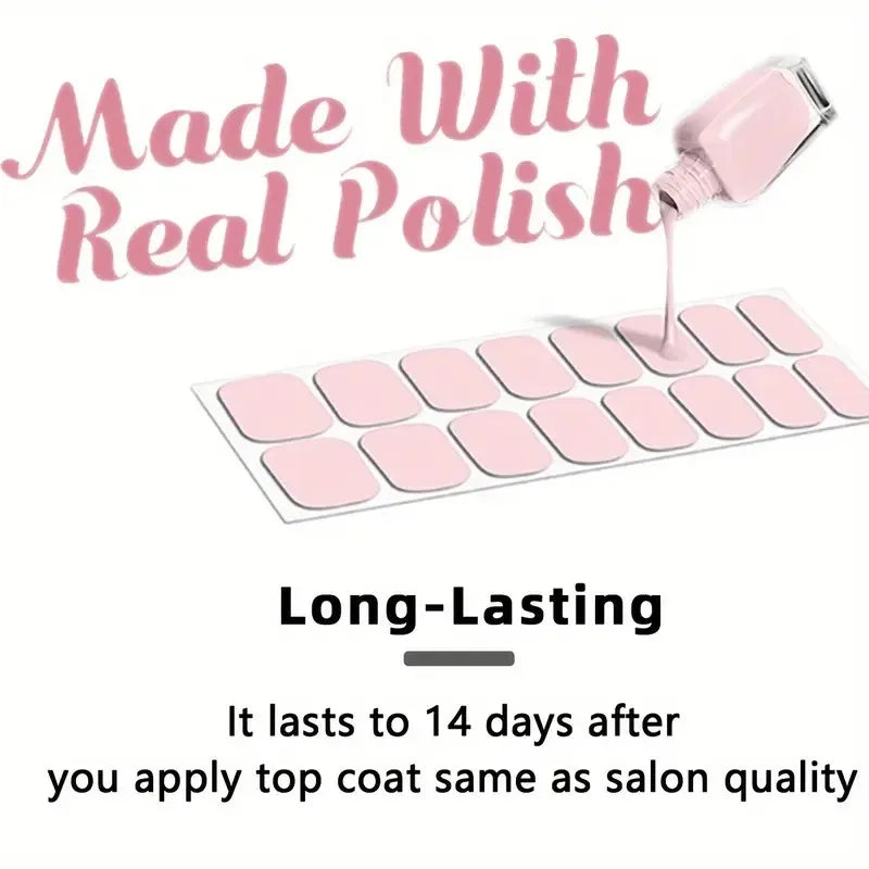 8 láminas de adhesivos completos para uñas con efecto esmalte, pegatinas de gel autoadhesivas con brillo rosa, ideales para manicuras DIY en casa, accesorios y kits de decoración de uñas para mujer