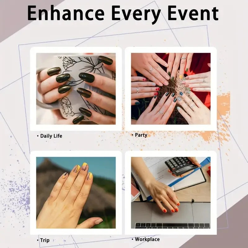 8 láminas de adhesivos completos para uñas con efecto esmalte, pegatinas de gel autoadhesivas con brillo rosa, ideales para manicuras DIY en casa, accesorios y kits de decoración de uñas para mujer