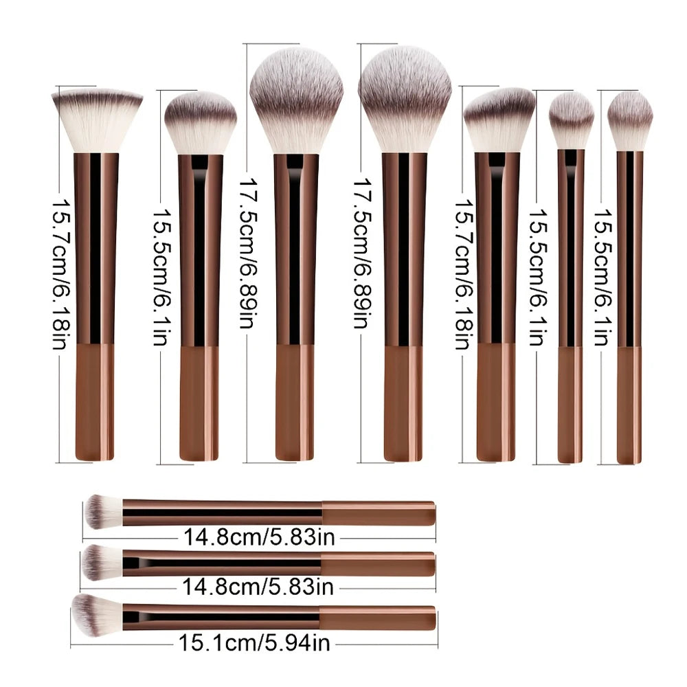 Set de 12 Brochas de Maquillaje Premium | Cerdas Suaves de Alta Calidad y Mango Ergonómico para una Aplicación Precisa